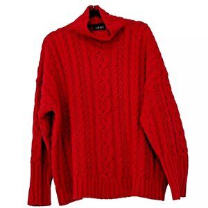 Lauren Ralph Lauren Funnel Neck Cable Knit Sweater plus size 2X Red